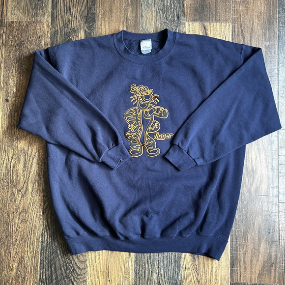 Disney Other - Disney Store Tigger Sweatshirt XXL Navy Embroidered Winnie The Pooh Crewneck